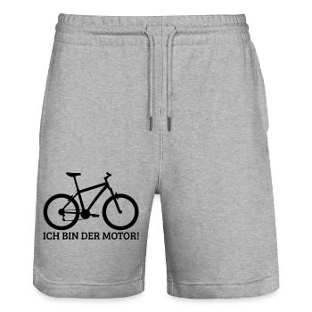 ich bin der motor mountainbike - Stanley/Stella Unisex Bio Joggingshorts Trainer  - Grau meliert - Vorne - Nik (191cm) & Marisol (170cm)