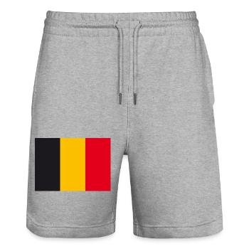 Drapeau belge - Short de jogging bio TRAINER Stanley/Stella unisexe - gris chiné - Devant - Nik (191cm) & Marisol (170cm)