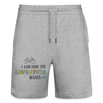 Funny sayings for cyclists - Stanley/Stella Trainer Unisex Organic Jogging Shorts - heather grey - Front - Nik (191cm) & Marisol (170cm)