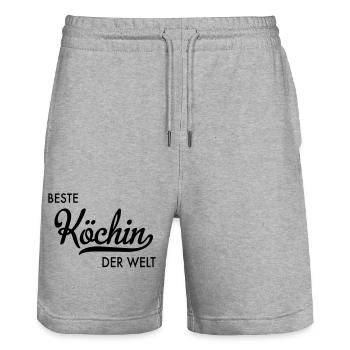 Beste Köchin der Welt - Stanley/Stella Unisex Bio Joggingshorts Trainer  - Grau meliert - Vorne - Nik (191cm) & Marisol (170cm)