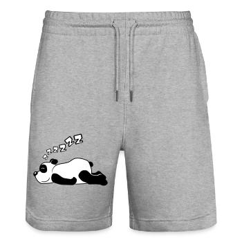ZZZZZZ Panda Baer - Stanley/Stella Unisex Bio Joggingshorts Trainer  - Grau meliert - Vorne - Nik (191cm) & Marisol (170cm)
