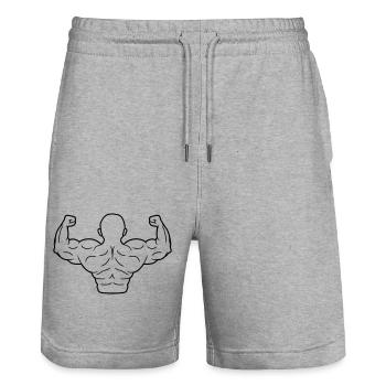 Strong poor bald head - Stanley/Stella Trainer Unisex Organic Jogging Shorts - heather grey - Front - Nik (191cm) & Marisol (170cm)