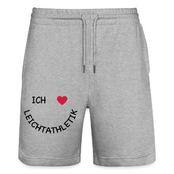 Ich liebe Leichtathletik - Stanley/Stella Unisex Bio Joggingshorts Trainer  - Grau meliert - Vorne - Nik (191cm) & Marisol (170cm)