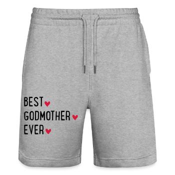 Godmother - Stanley/Stella Trainer Unisex Organic Jogging Shorts - heather grey - Front - Nik (191cm) & Marisol (170cm)