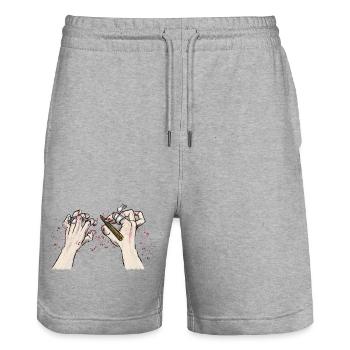 Wrecked Hands Climbing T-Shirt Design - Short de jogging bio TRAINER Stanley/Stella unisexe - gris chiné - Devant - Nik (191cm) & Marisol (170cm)