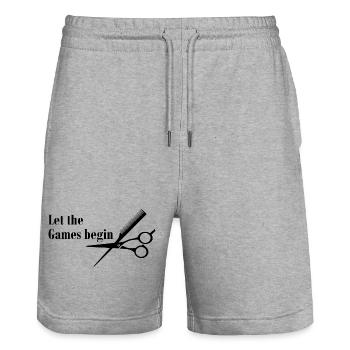 Coiffeur Que les jeux commencent - Short de jogging bio TRAINER Stanley/Stella unisexe - gris chiné - Devant - Nik (191cm) & Marisol (170cm)