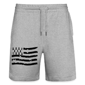 drapeau breton - Short de jogging bio TRAINER Stanley/Stella unisexe - gris chiné - Devant - Nik (191cm) & Marisol (170cm)