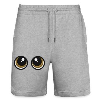 yeux mignons regardent cadeau expressions faciales bébé mignon - Short de jogging bio TRAINER Stanley/Stella unisexe - gris chiné - Devant - Nik (191cm) & Marisol (170cm)