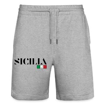 SIZILIEN SICILIA ITALIEN ITALIA URLAUB (b) - Stanley/Stella Unisex Bio Joggingshorts Trainer  - Grau meliert - Vorne - Nik (191cm) & Marisol (170cm)