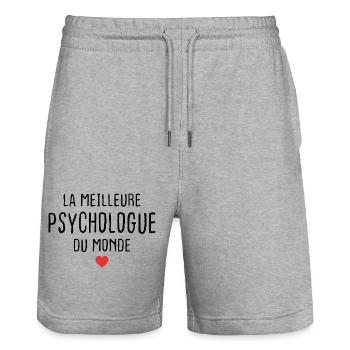 Femme Meilleure Psychologue du monde Super Cadeau - Short de jogging bio TRAINER Stanley/Stella unisexe - gris chiné - Devant - Nik (191cm) & Marisol (170cm)
