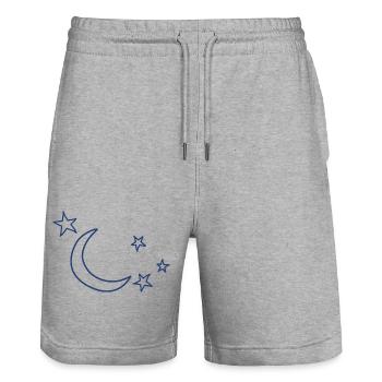 Sterne Mond - Stanley/Stella Unisex Bio Joggingshorts Trainer  - Grau meliert - Vorne - Nik (191cm) & Marisol (170cm)