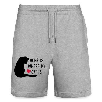 Cat - Stanley/Stella Trainer Unisex Organic Jogging Shorts - heather grey - Front - Nik (191cm) & Marisol (170cm)