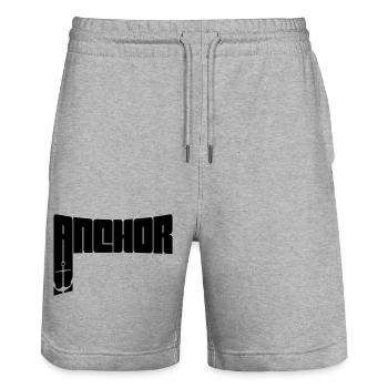 Text Anchor Crew - Stanley/Stella Trainer Unisex Organic Jogging Shorts - heather grey - Front - Nik (191cm) & Marisol (170cm)