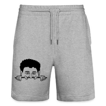 Hinter Mauer Mann - Stanley/Stella Unisex Bio Joggingshorts Trainer  - Grau meliert - Vorne - Nik (191cm) & Marisol (170cm)