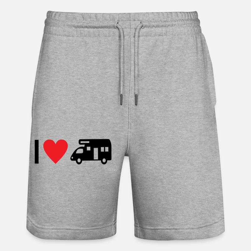 I love Camping - Stanley/Stella Unisex Bio Joggingshorts Trainer  - Grau meliert