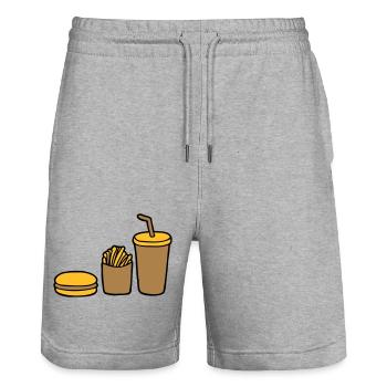 Burger Pommes Cola - Stanley/Stella Unisex Bio Joggingshorts Trainer  - Grau meliert - Vorne - Nik (191cm) & Marisol (170cm)