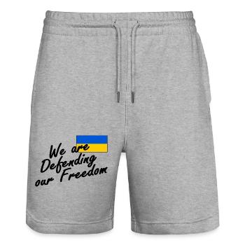 We are defending our freedom - Stanley/Stella Trainer Unisex Organic Jogging Shorts - heather grey - Front - Nik (191cm) & Marisol (170cm)