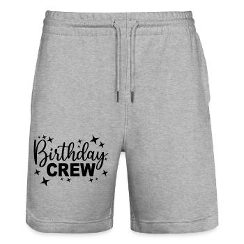 Birthday Crew Matching Group Birthday Party Outfit - Stanley/Stella Trainer Unisex Organic Jogging Shorts - heather grey - Front - Nik (191cm) & Marisol (170cm)