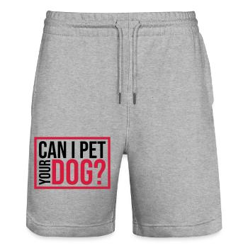 Caressez votre chien en disant - Short de jogging bio TRAINER Stanley/Stella unisexe - gris chiné - Devant - Nik (191cm) & Marisol (170cm)