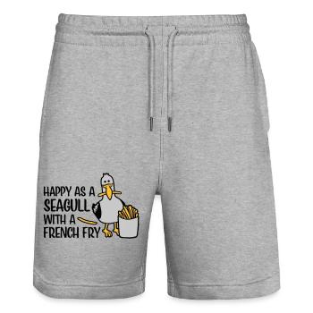 Heureux comme une mouette - Short de jogging bio TRAINER Stanley/Stella unisexe - gris chiné - Devant - Nik (191cm) & Marisol (170cm)