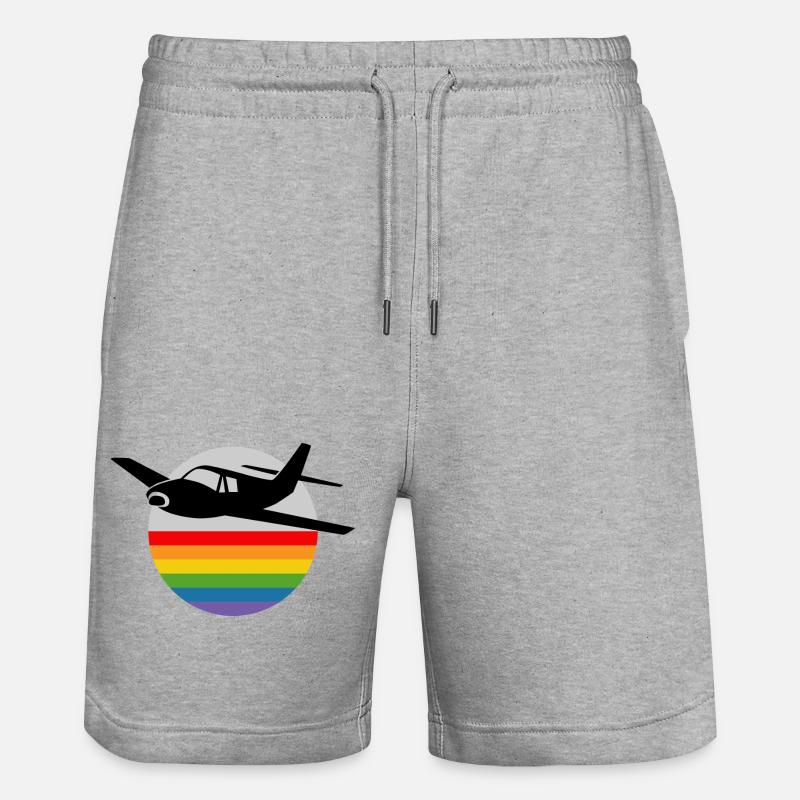Regenbogen Flugzeug - Stanley/Stella Unisex Bio Joggingshorts Trainer  - Grau meliert