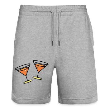 Cocktails à célébrer - Short de jogging bio TRAINER Stanley/Stella unisexe - gris chiné - Devant - Nik (191cm) & Marisol (170cm)