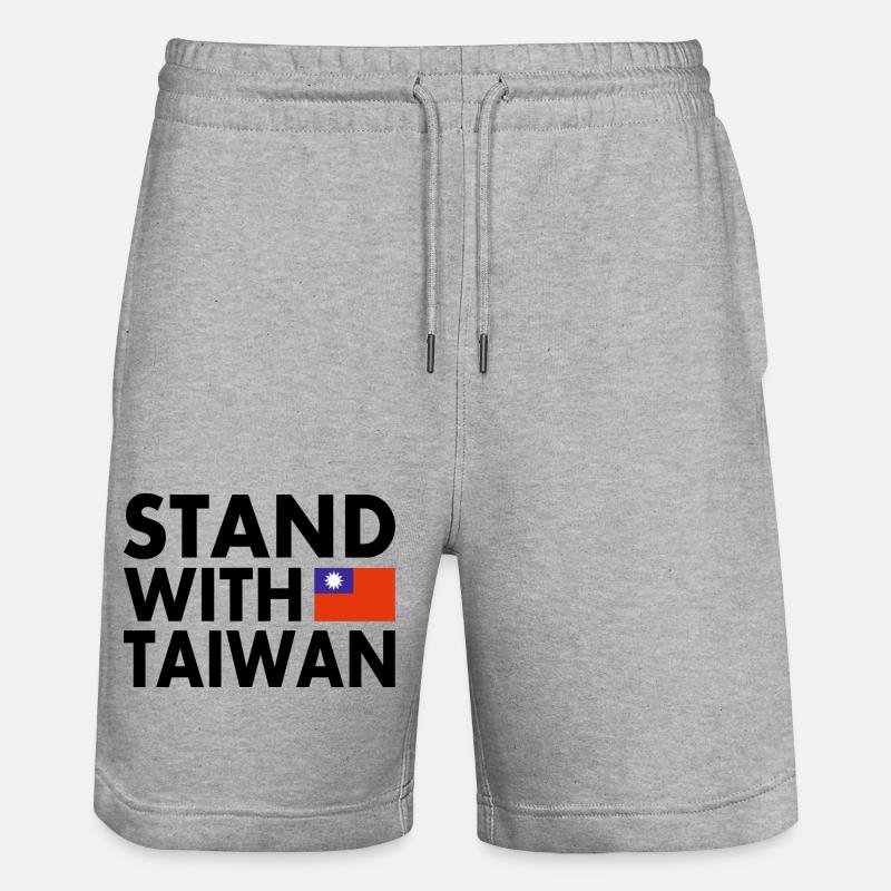 Stand with taiwan - Stanley/Stella Unisex Bio Joggingshorts Trainer  - Grau meliert