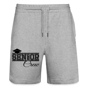 Senior 2023 Crew Proud Crew of Graduated - Stanley/Stella Trainer Unisex Organic Jogging Shorts - heather grey - Front - Nik (191cm) & Marisol (170cm)