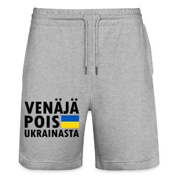 venäjä pois ukrainasta - Short de jogging bio TRAINER Stanley/Stella unisexe - gris chiné - Devant - Nik (191cm) & Marisol (170cm)