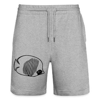 Vintage ButterflyFish - ButterflyFish Fan - Short de jogging bio TRAINER Stanley/Stella unisexe - gris chiné - Devant - Nik (191cm) & Marisol (170cm)