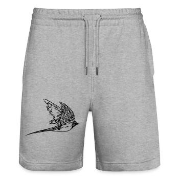 Hirondelle élégante en vol - Short de jogging bio TRAINER Stanley/Stella unisexe - gris chiné - Devant - Nik (191cm) & Marisol (170cm)