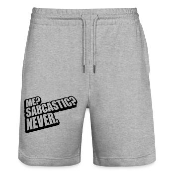 me sarcastic never Zitat - Stanley/Stella Unisex Bio Joggingshorts Trainer  - Grau meliert - Vorne - Nik (191cm) & Marisol (170cm)