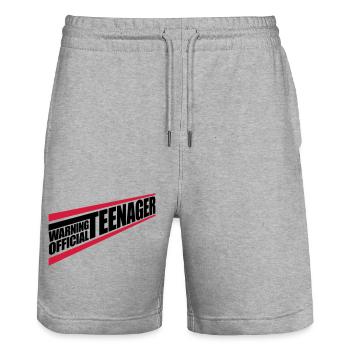 warning official teenager Zitat - Stanley/Stella Unisex Bio Joggingshorts Trainer  - Grau meliert - Vorne - Nik (191cm) & Marisol (170cm)