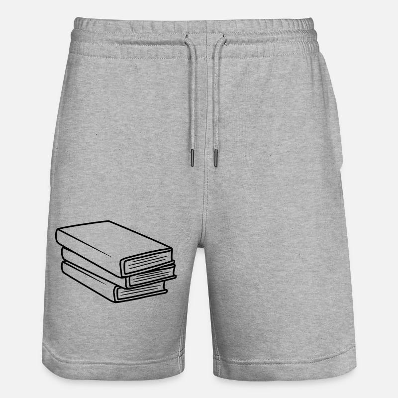 Gestapelte Bücher Comic Design - Stanley/Stella Unisex Bio Joggingshorts Trainer  - Grau meliert