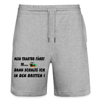 Traktor - Stanley/Stella Unisex Bio Joggingshorts Trainer  - Grau meliert - Vorne - Nik (191cm) & Marisol (170cm)