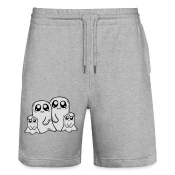 Parents Enfants Fantômes Famille - Short de jogging bio TRAINER Stanley/Stella unisexe - gris chiné - Devant - Nik (191cm) & Marisol (170cm)