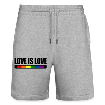 Love is love - Stanley/Stella Trainer Unisex Organic Jogging Shorts - heather grey - Front - Nik (191cm) & Marisol (170cm)