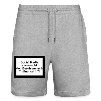 Social Media - Berufswunsch "Influencerin" - Stanley/Stella Unisex Bio Joggingshorts Trainer  - Grau meliert - Vorne - Nik (191cm) & Marisol (170cm)