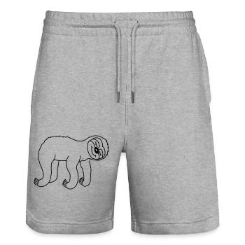 Hanging lying tired sloth - Stanley/Stella Trainer Unisex Organic Jogging Shorts - heather grey - Front - Nik (191cm) & Marisol (170cm)