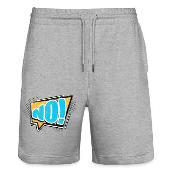 No! Comic Style Bubble Graffiti Lettering - Stanley/Stella Trainer Unisex Organic Jogging Shorts - heather grey - Front - Nik (191cm) & Marisol (170cm)