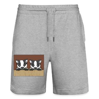 Lustige Dachse Tier Marder Wildtier Waldtier - Stanley/Stella Unisex Bio Joggingshorts Trainer  - Grau meliert - Vorne - Nik (191cm) & Marisol (170cm)