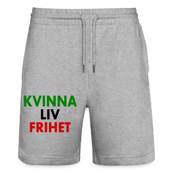 LIBERTÉ DE VIE DE LA FEMME - Short de jogging bio TRAINER Stanley/Stella unisexe - gris chiné - Devant - Nik (191cm) & Marisol (170cm)