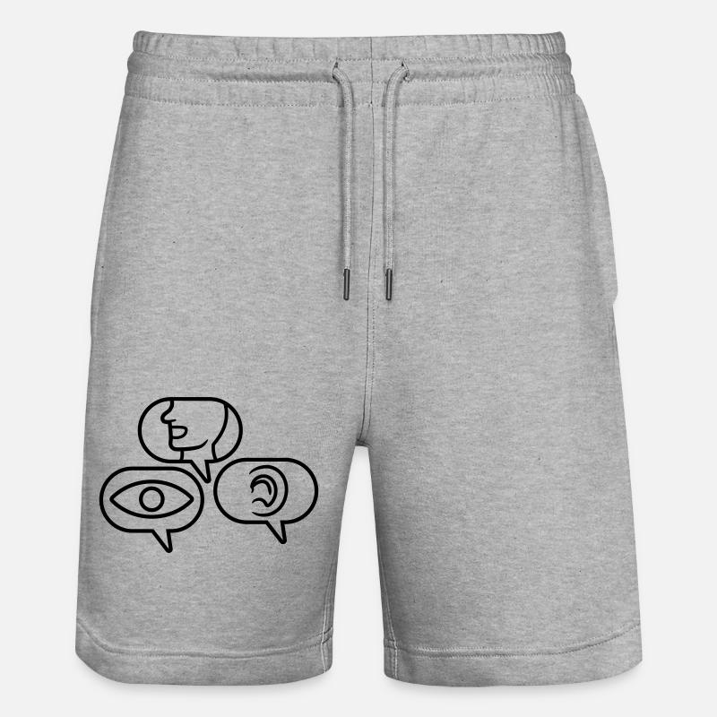 Speech bubbles See Hear Speak - Stanley/Stella Trainer Unisex Organic Jogging Shorts - heather grey