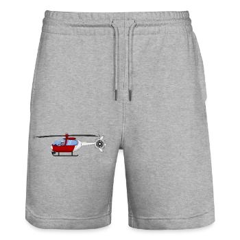 Pilot and helicopter red and white - Stanley/Stella Trainer Unisex Organic Jogging Shorts - heather grey - Front - Nik (191cm) & Marisol (170cm)