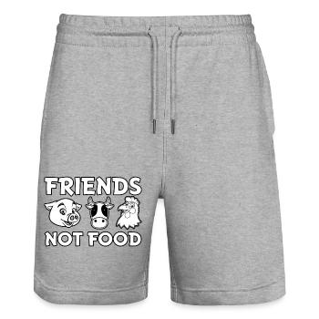Friends not Food - Stanley/Stella Unisex Bio Joggingshorts Trainer  - Grau meliert - Vorne - Nik (191cm) & Marisol (170cm)