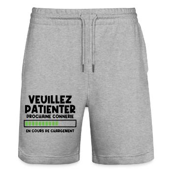 Veuillez patienter prochaine connerie en cours - Short de jogging bio TRAINER Stanley/Stella unisexe - gris chiné - Devant - Nik (191cm) & Marisol (170cm)