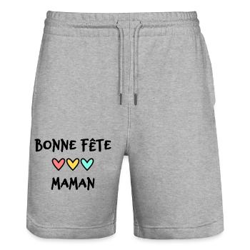 BONNE FÊTE MAMAN. MAMAN. FÊTE DES MÈRES. FÊTE - Short de jogging bio TRAINER Stanley/Stella unisexe - gris chiné - Devant - Nik (191cm) & Marisol (170cm)