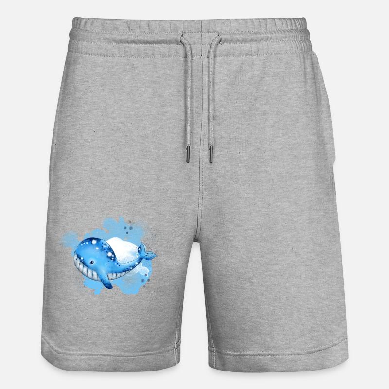 Jolie baleine éclaboussant dans l’océan - Short de jogging bio TRAINER Stanley/Stella unisexe - gris chiné