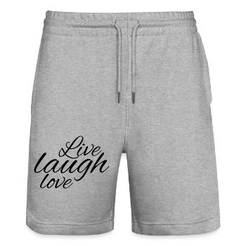 Lebe, lache, liebe, - Stanley/Stella Unisex Bio Joggingshorts Trainer  - Grau meliert - Vorne - Nik (191cm) & Marisol (170cm)
