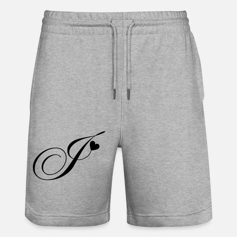 Buchstabe j Kalligraphie Herz - Stanley/Stella Unisex Bio Joggingshorts Trainer  - Grau meliert